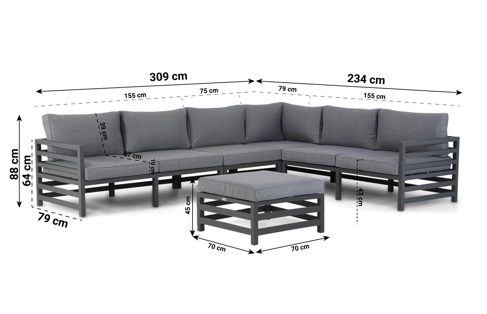 Domani Melby hoek loungeset 6-delig