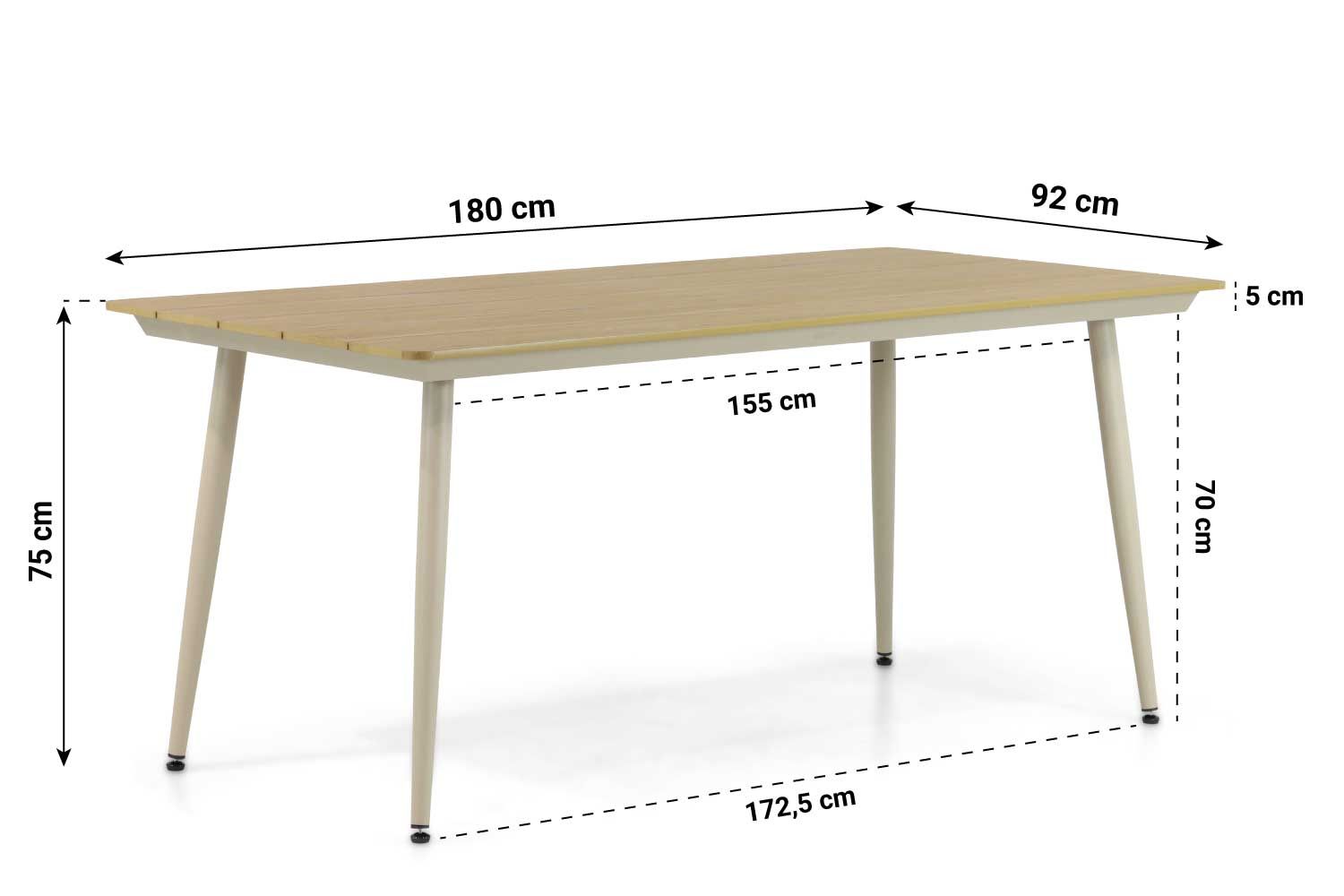 De Laan Marbella/Matale 180 cm dining tuinset 5-delig thumbnail