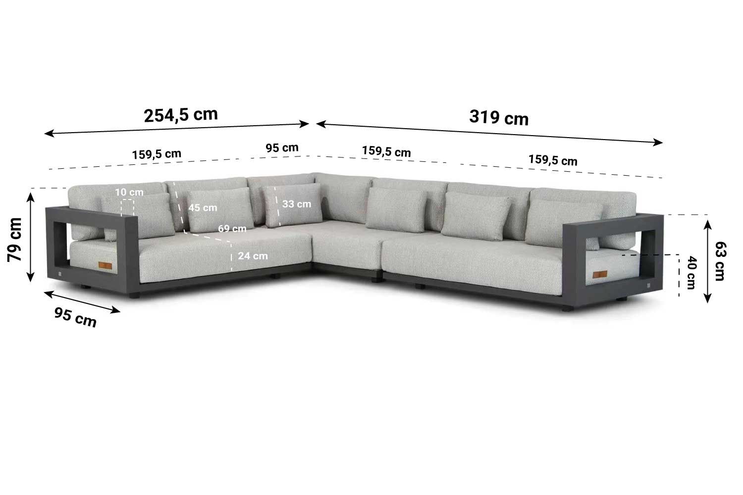 4 Seasons Outdoor Metropolitan hoek loungeset 3-delig thumbnail