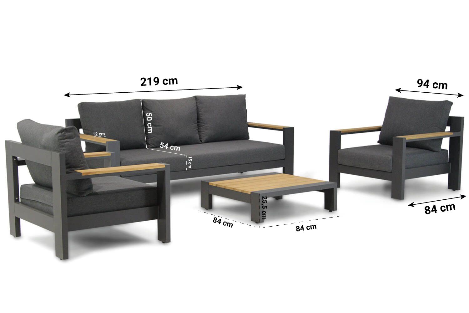 Lifestyle Milano stoel-bank loungeset 4-delig thumbnail