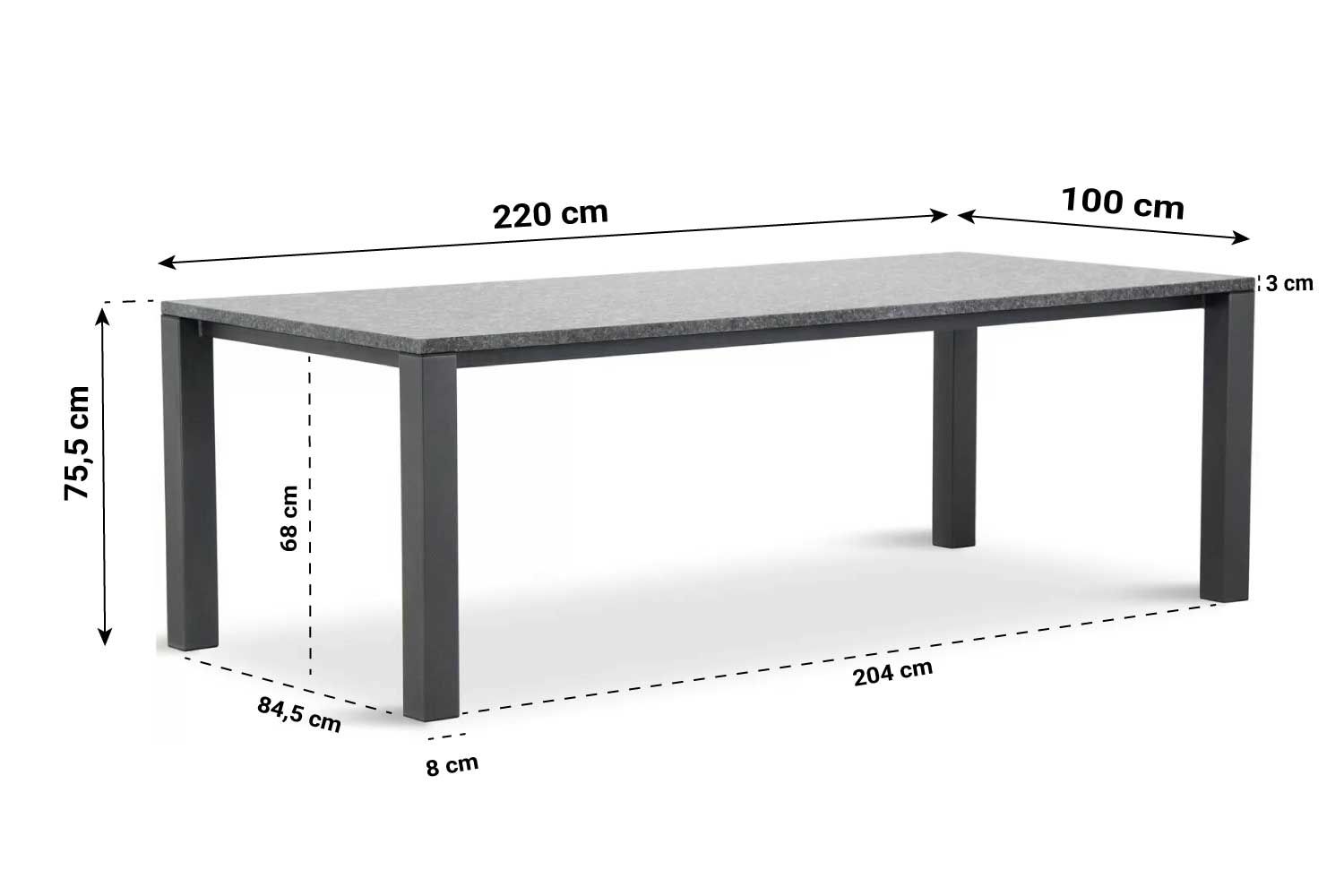 Van Dijk Munster dining tuintafel 220 x 100 cm thumbnail