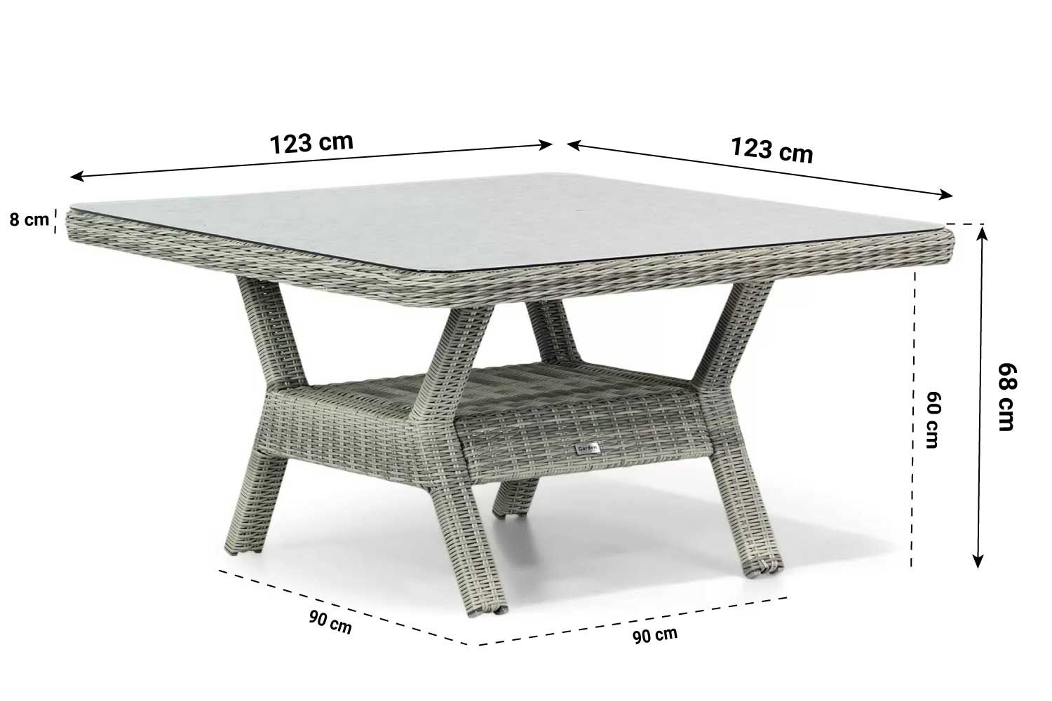Garden Collections Napoli lounge/dining tuintafel 123 x 123 cm