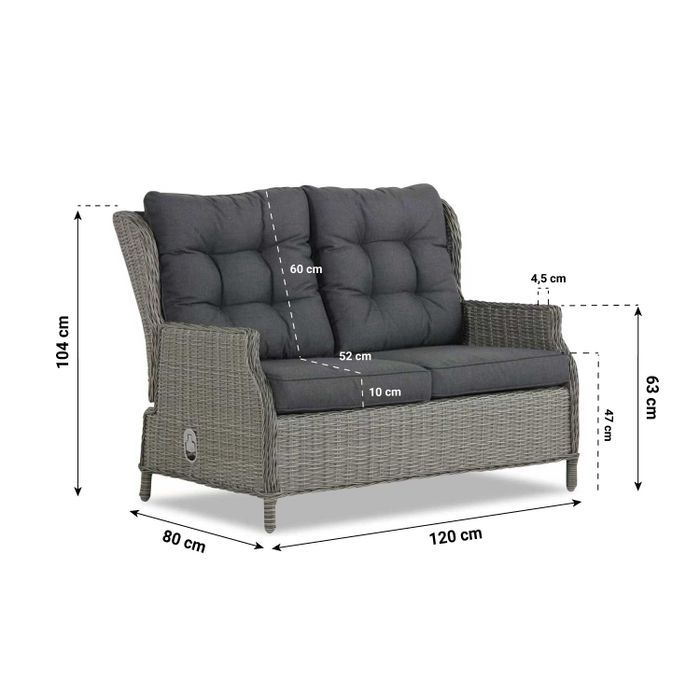 Garden Collections New Castle stoel-bank loungeset 4-delig