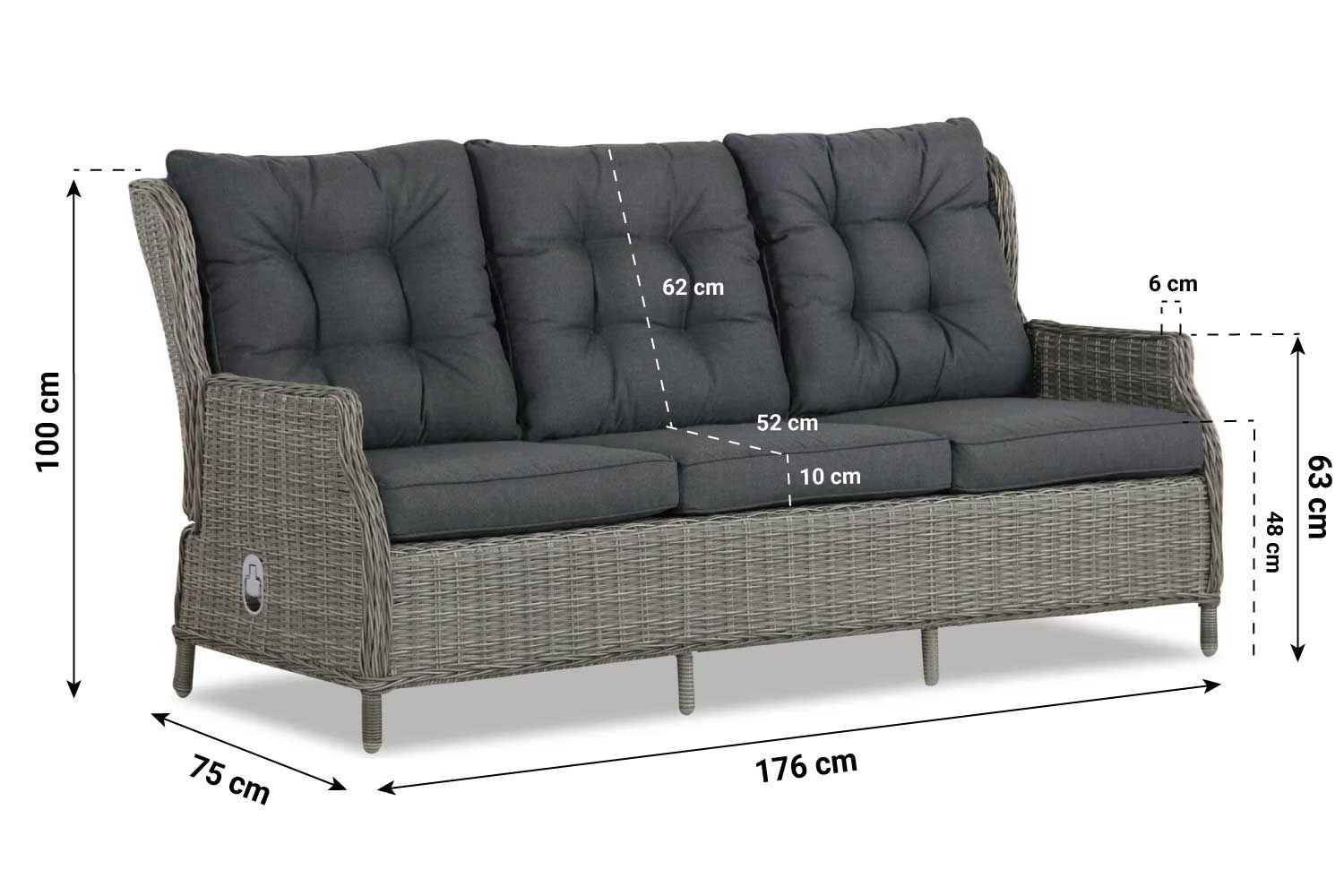 Garden Collections New Castle lounge tuinbank 3-zits verstelbaar