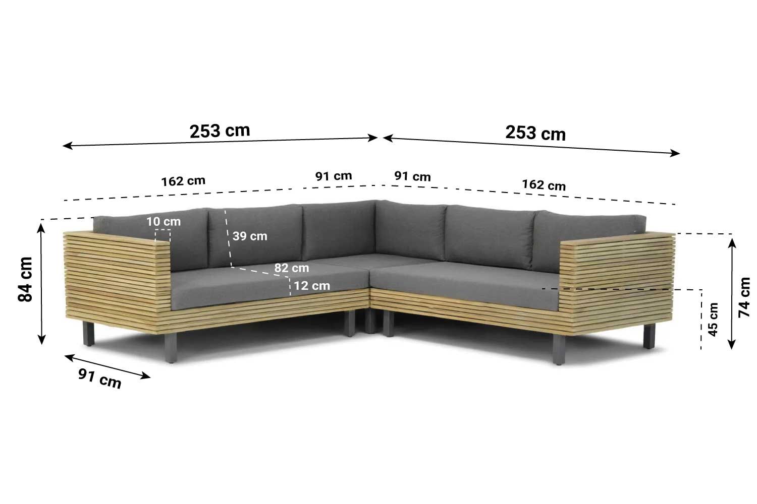 Lifestyle New York/Brighton 140 cm hoek loungeset 4-delig