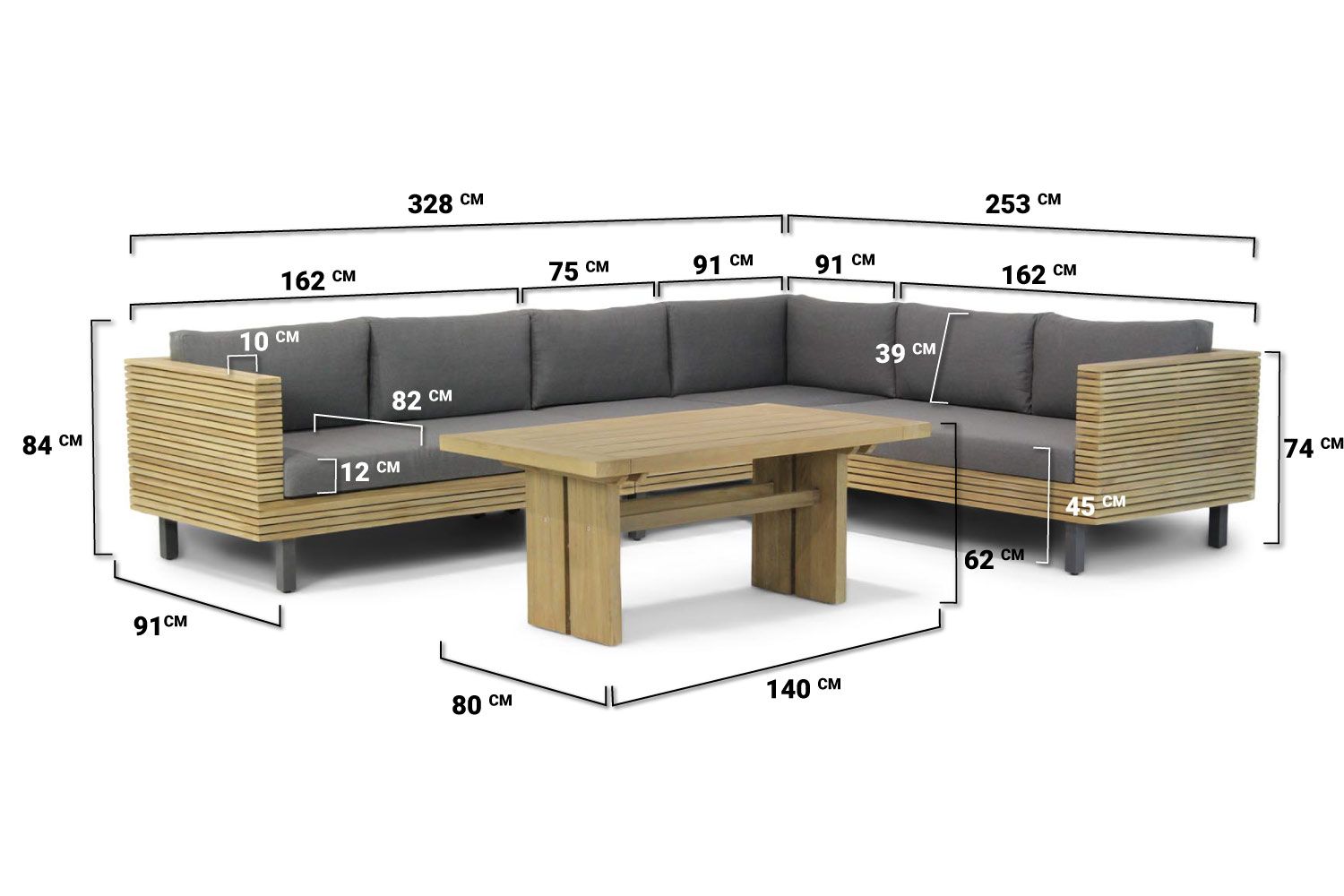 Lifestyle New York/Brighton 140 cm dining loungeset 6-delig thumbnail