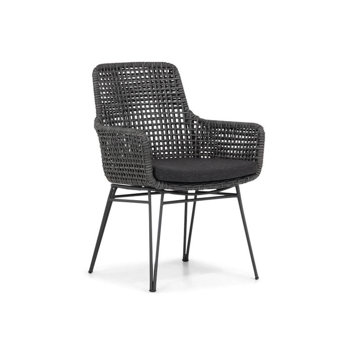 Dining tuinstoel met antraciet aluminium frame en wicker - Vooraanzicht