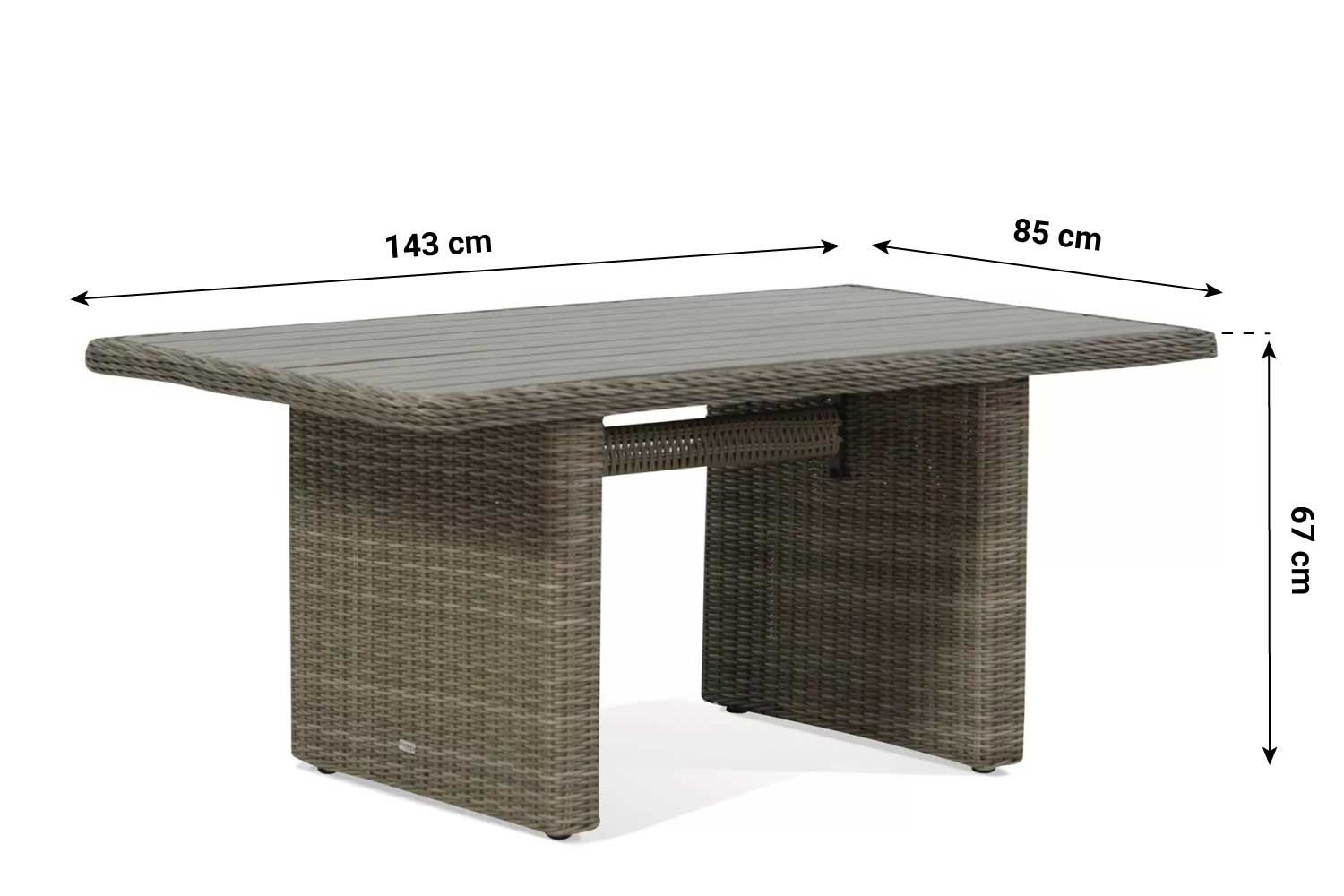 Garden Collections Toronto lounge/dining tuintafel 140 x 80 cm naturel