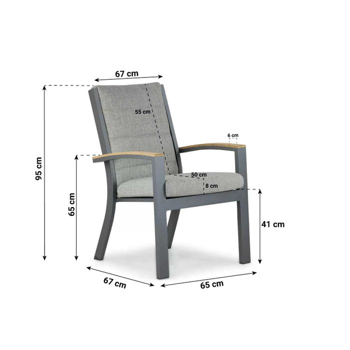 Osmen Midura/Rockville 120 cm dining tuinset 5-delig