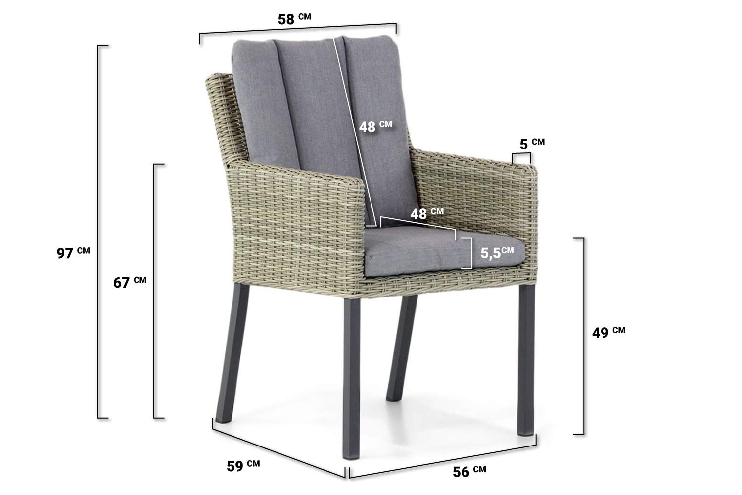 Garden Collections Oxbow dining tuinstoel Naturel