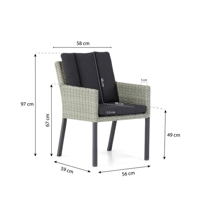 Garden Collections Oxbow/Cardiff 180 cm dining tuinset 5-delig