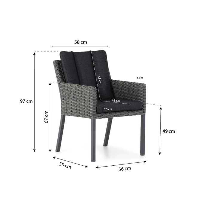 Garden Collections Oxbow/Forest 180 cm dining tuinset 5-delig