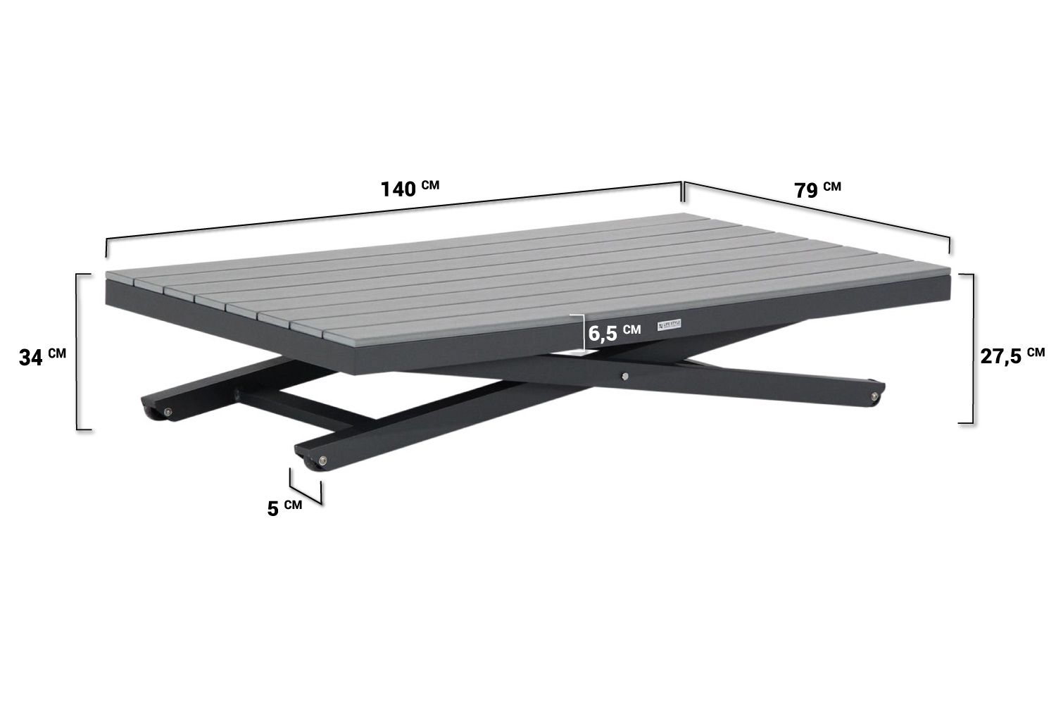 Lifestyle Palazzo lounge/dining tuintafel 140 x 80 cm verstelbaar