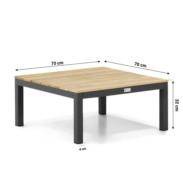 Lifestyle Palm Beach loungetafel 70x70 cm antraciet/teak