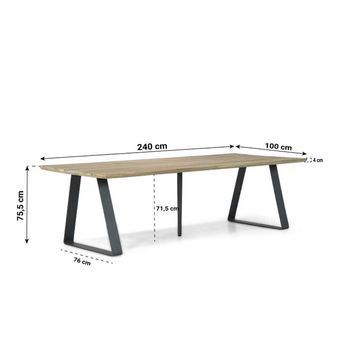 Santika Giovane/Palta 240 cm dining tuinset 7-delig