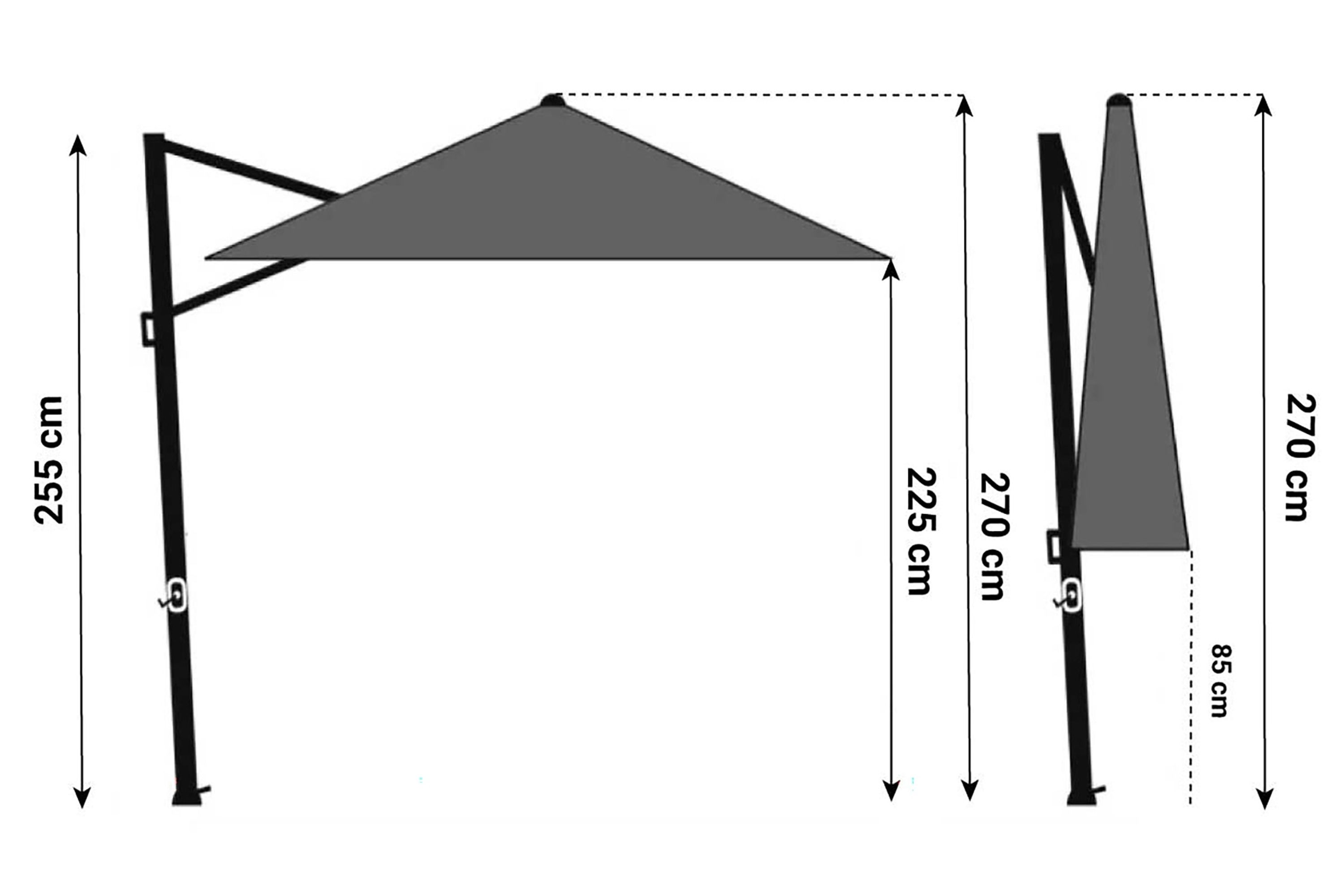 Camello Luna zweefparasol 3x3.5m S2 Excellent (excl. voet)