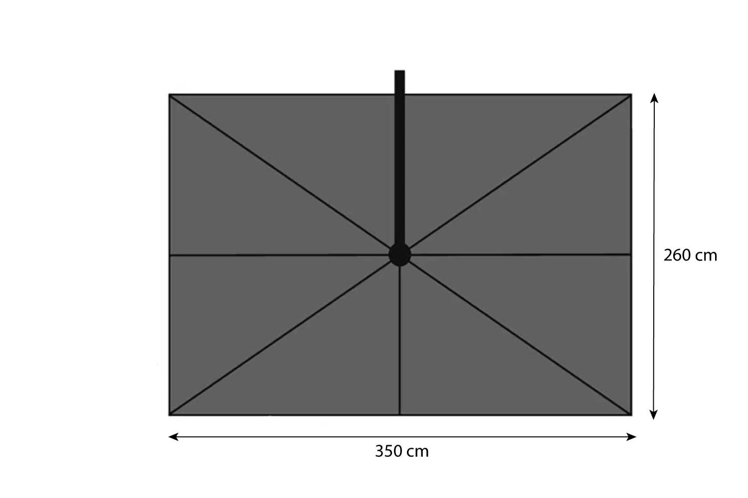 Platinum Challenger zweefparasol 3.5x2.6m T2 premium  (incl. voet en hoes)