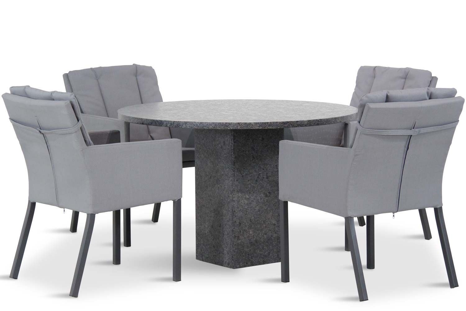 Lifestyle Parma/Graniet 120 cm rond dining tuinset 5-delig thumbnail