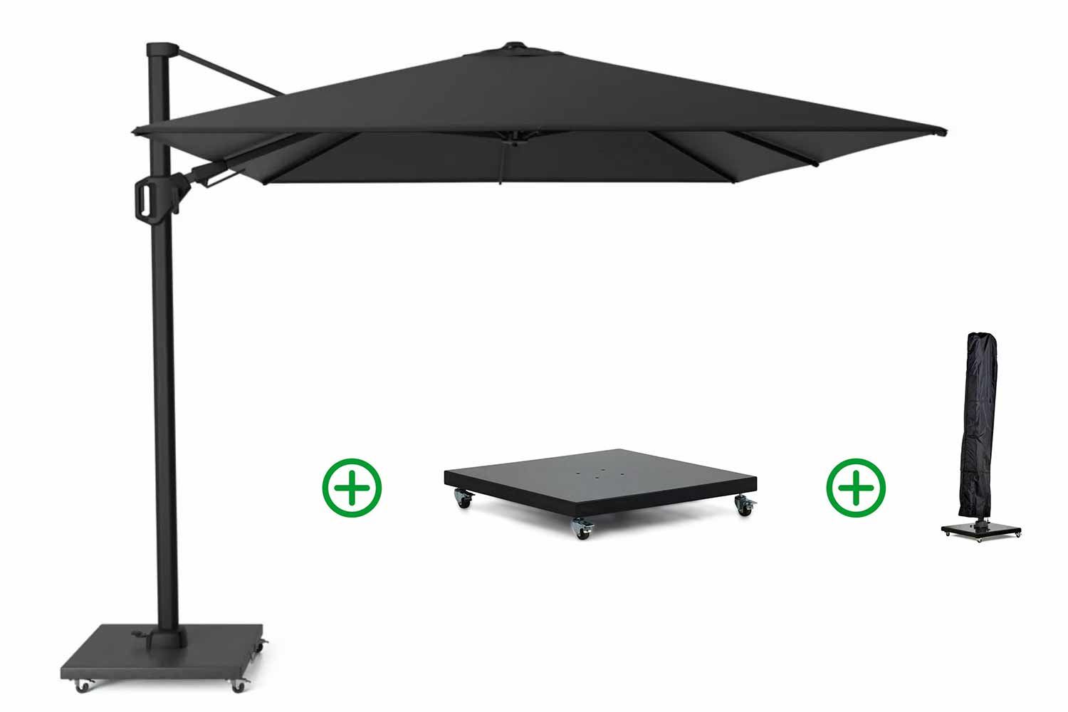 Platinum Challenger zweefparasol 3.5x2.6m T2 premium matt black frame  (incl. voet en hoes)
