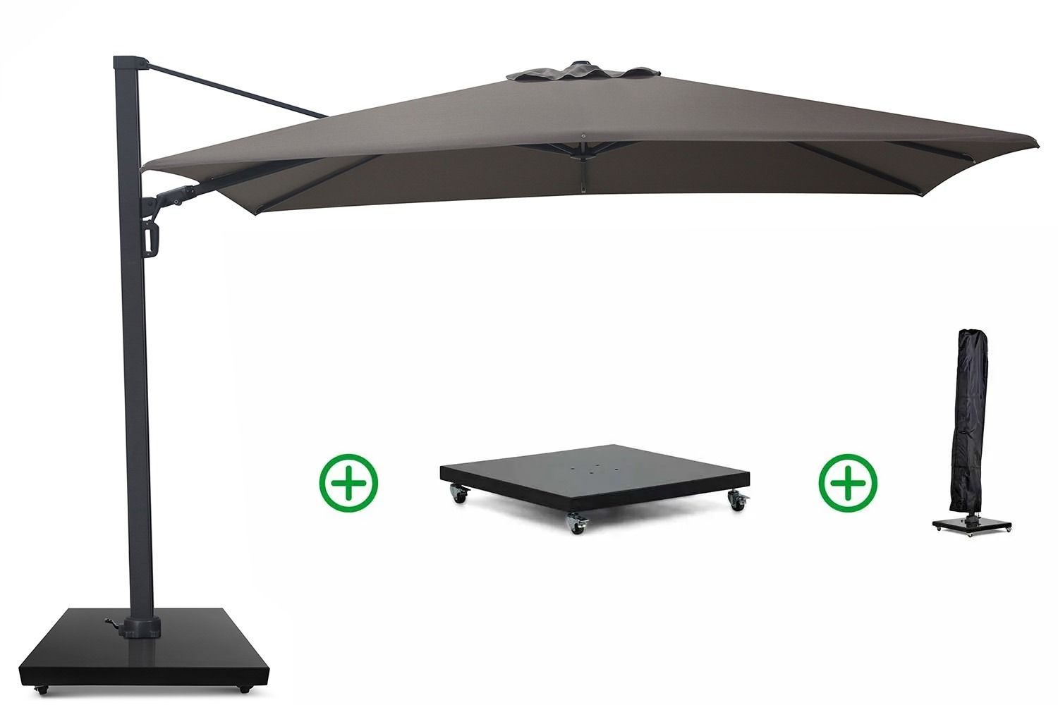 Camello Luna zweefparasol 3.5x2.6m Desert (incl. voet en hoes)