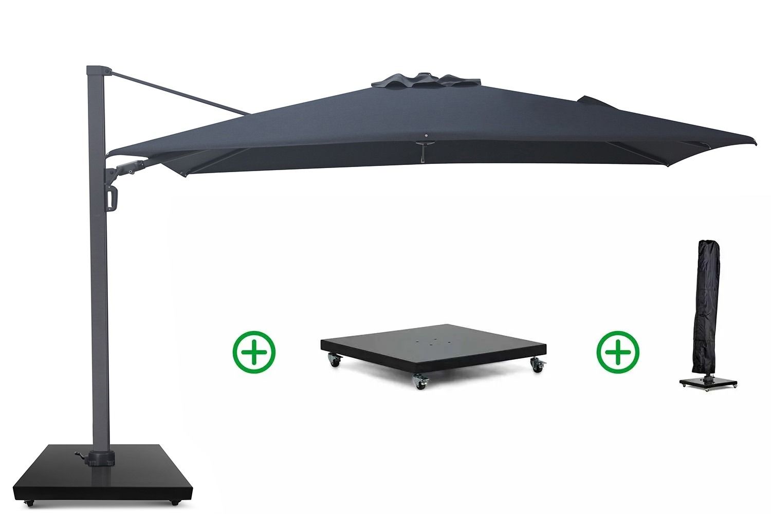 Camello Luna zweefparasol 3.5x2.6m Graphite (incl. voet en hoes)