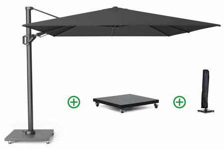 Platinum Challenger zweefparasol 3.5m x 2.6m T2 premium (incl. voet en hoes) faded black