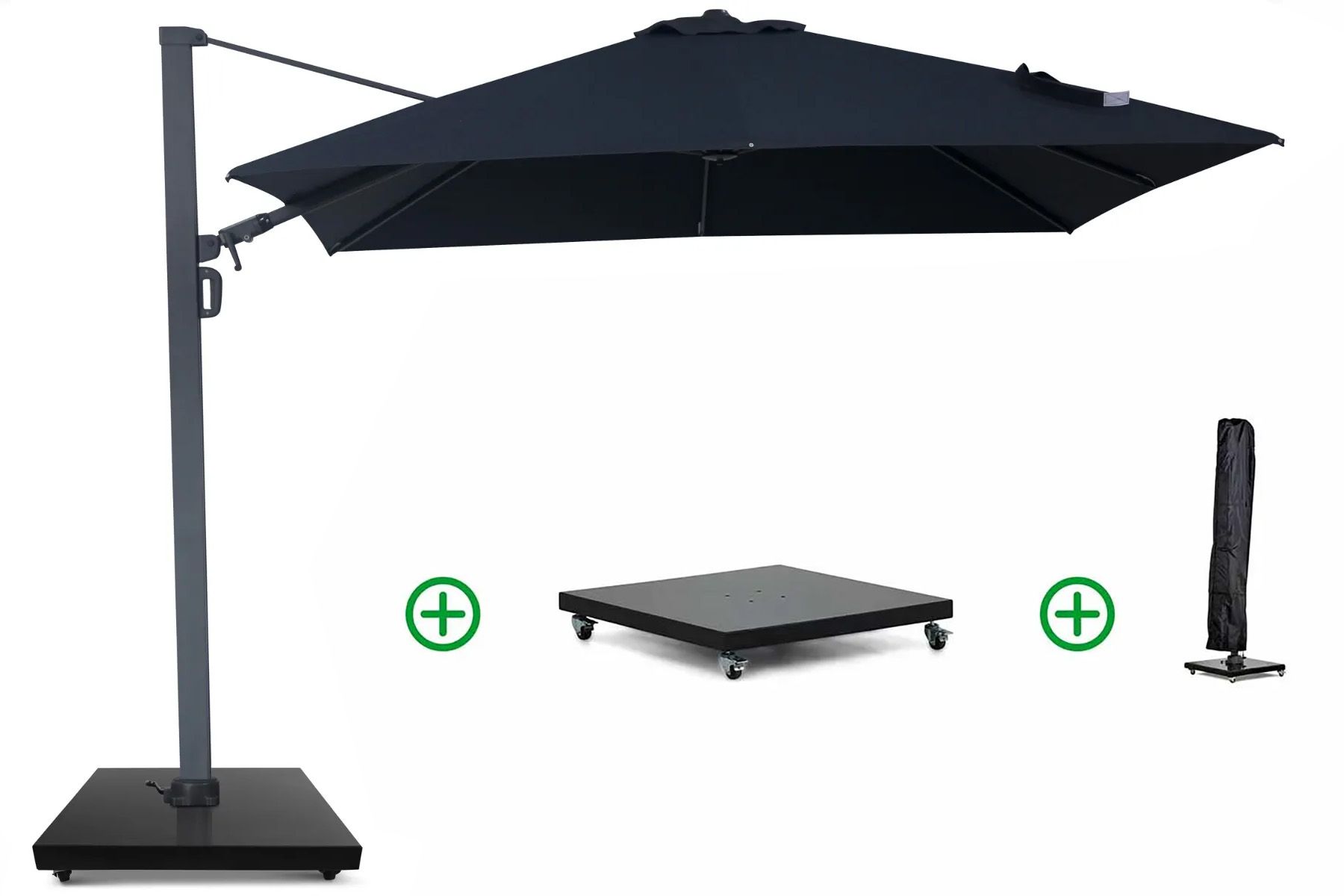 Camello Luna zweefparasol 3x3m S2 Excellent (incl. voet + hoes)