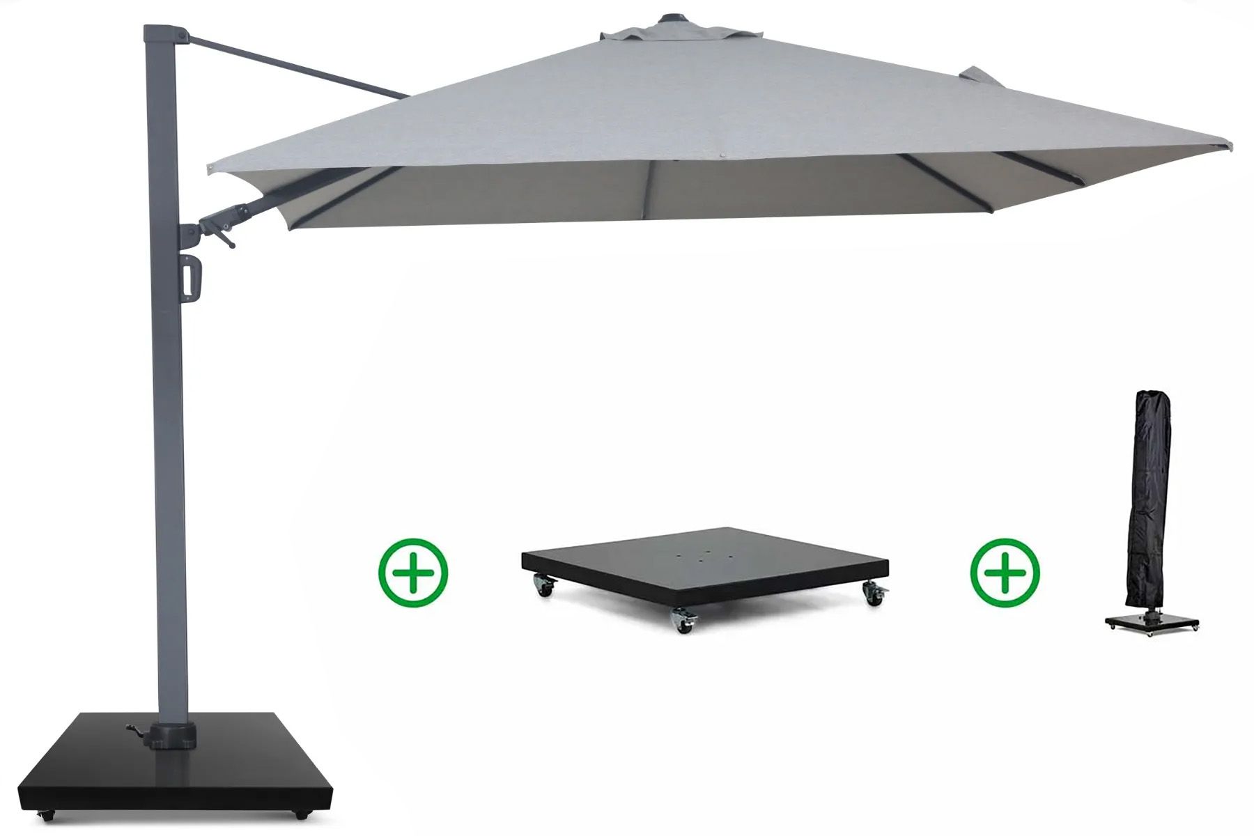 Camello Luna zweefparasol 3x3m S2 Excellent (incl. voet + hoes)