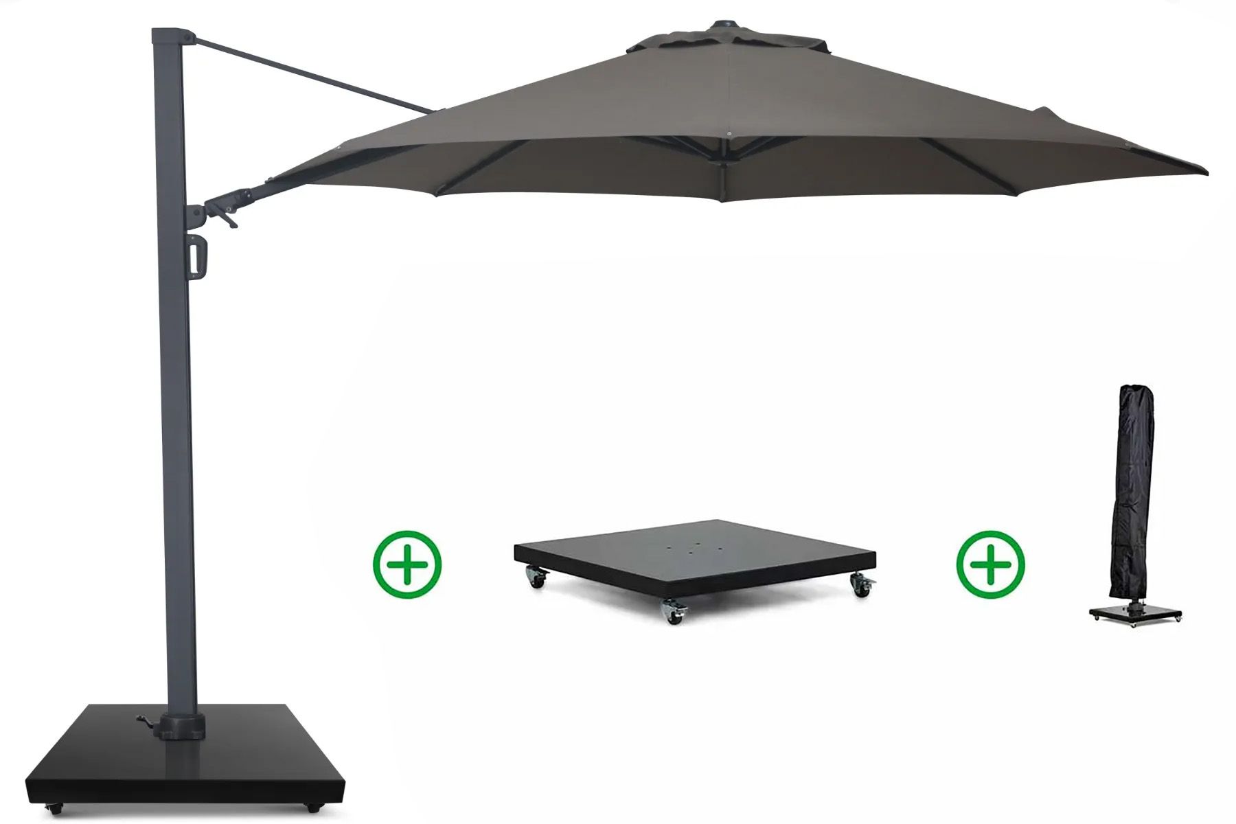 Camello Luna zweefparasol 3.5m S2 Excellent (incl. voet + hoes)