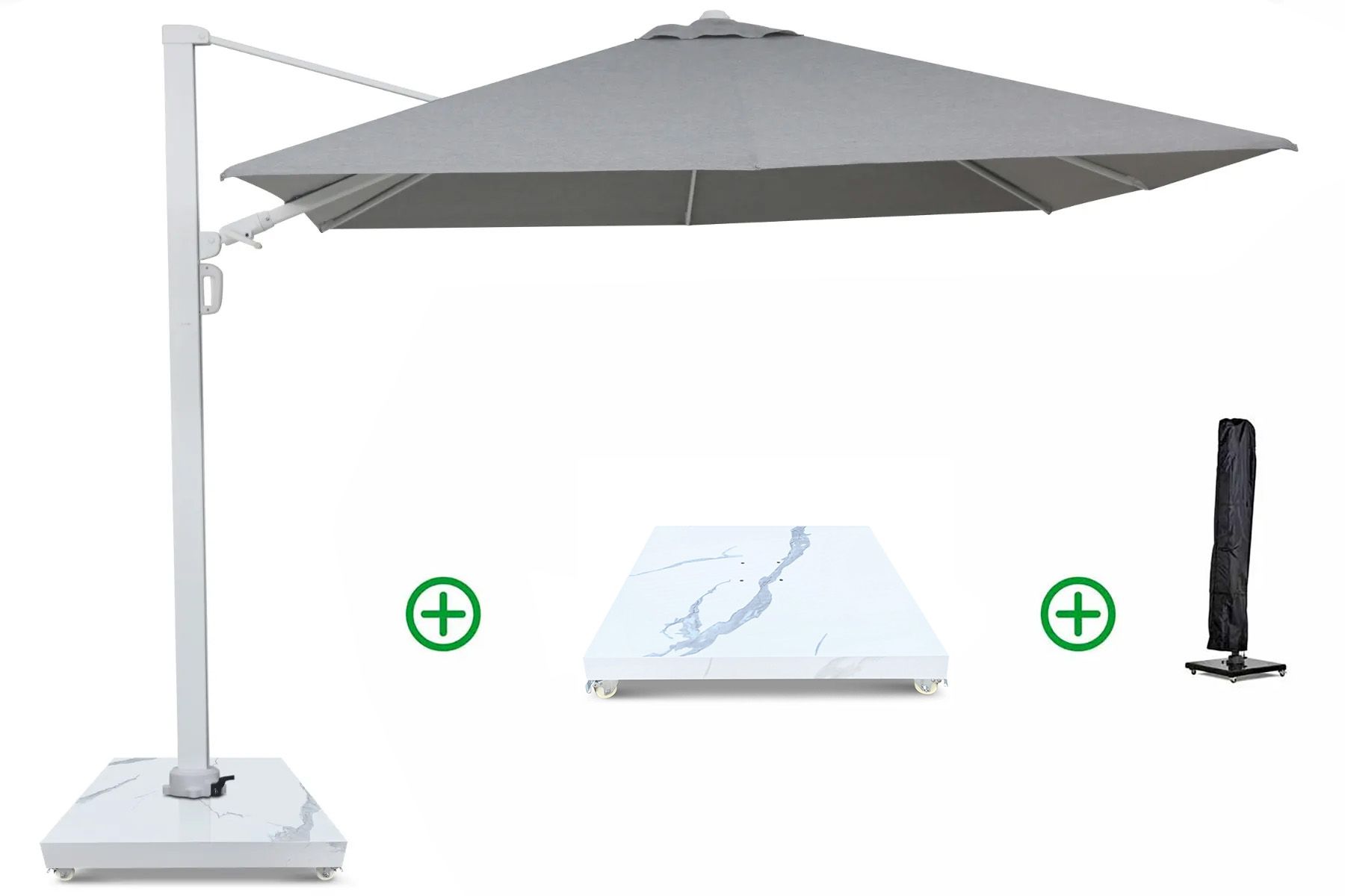 Camello Luna zweefparasol 3x3m S2 Excellent (incl. voet + hoes)