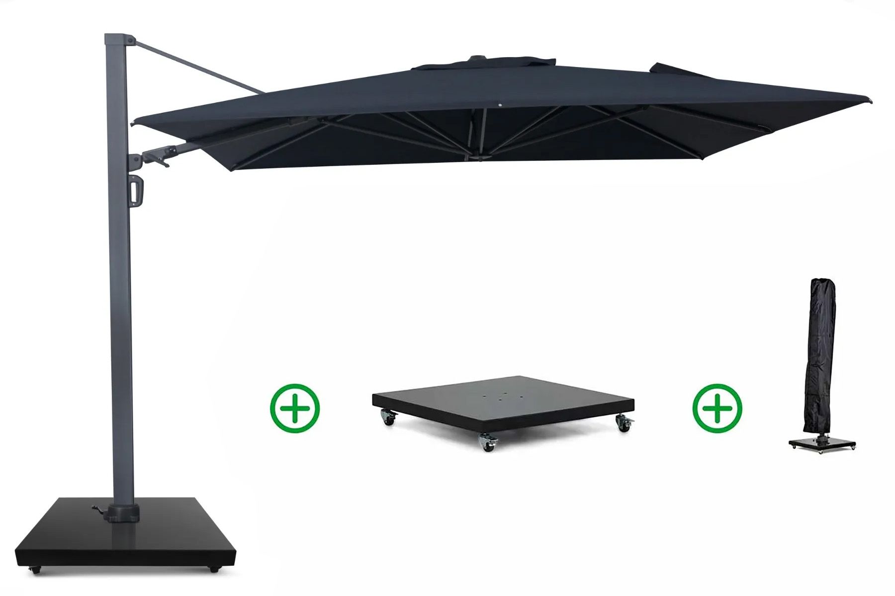 Camello Luna zweefparasol 3x3.5m S2 Excellent (incl. voet + hoes) thumbnail