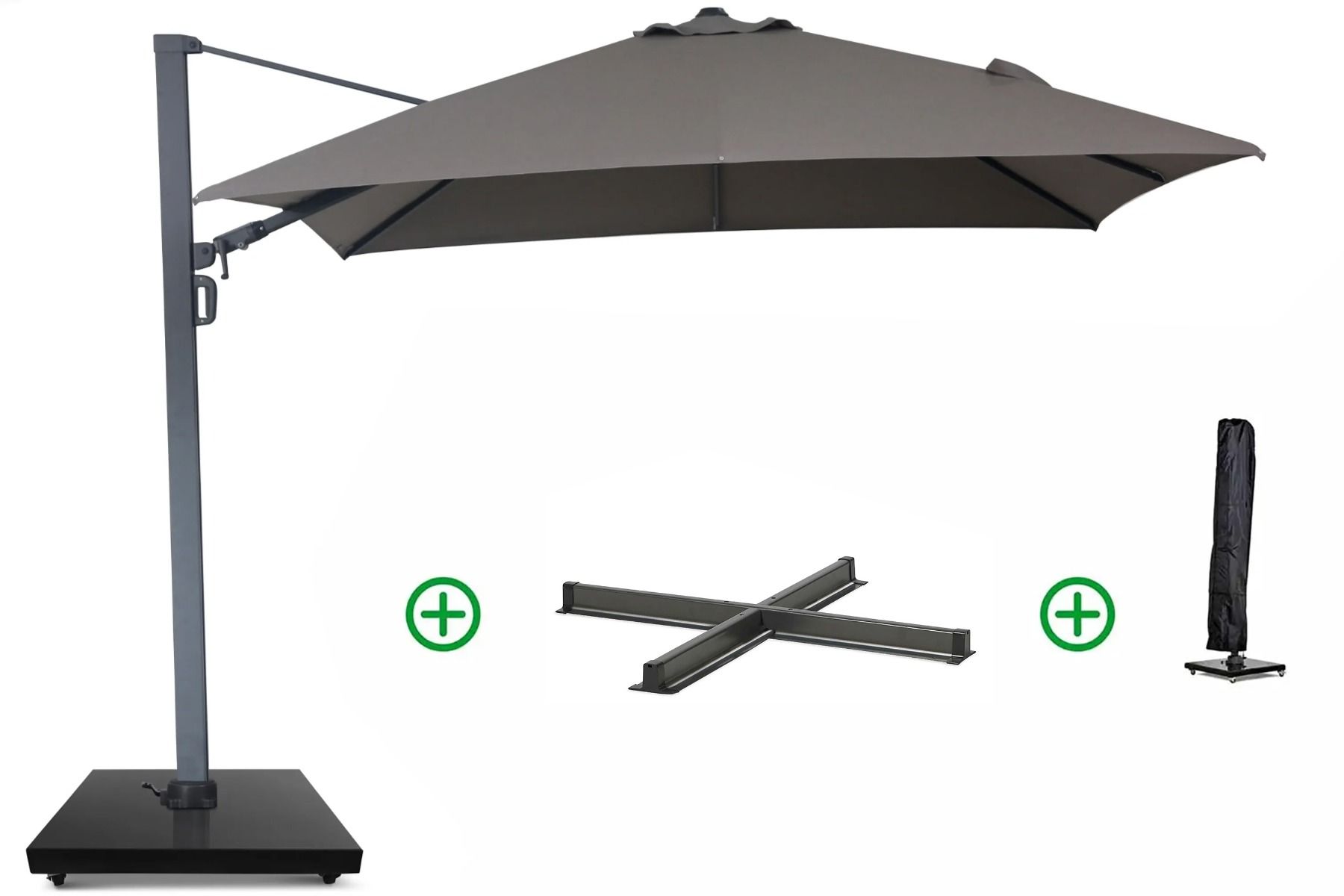 Camello Luna zweefparasol 3x3m S2 Excellent (incl. kruisvoet) Desert (zand/taupe)