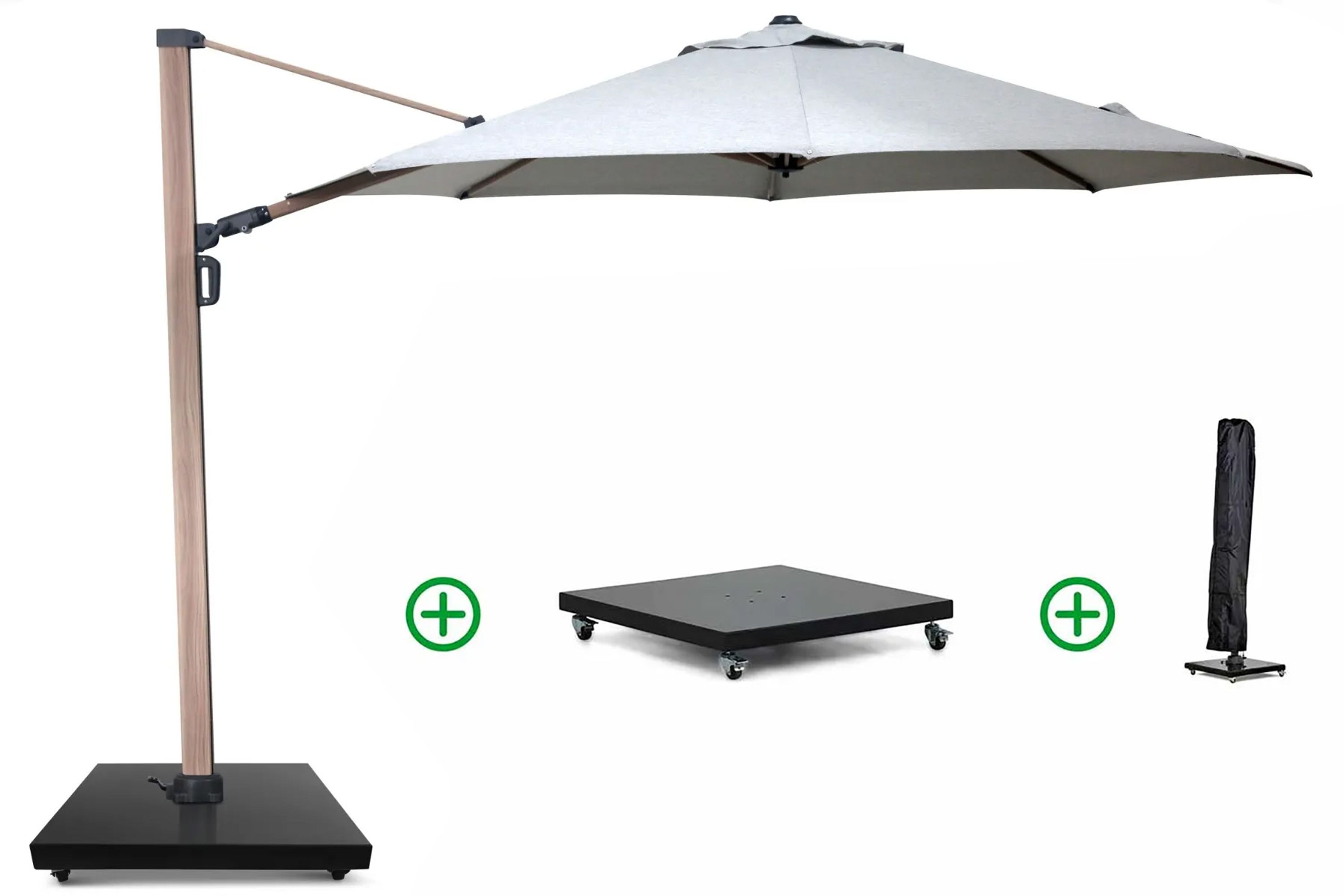 Camello Luna zweefparasol 3.5m S2 Excellent (incl. voet + hoes)