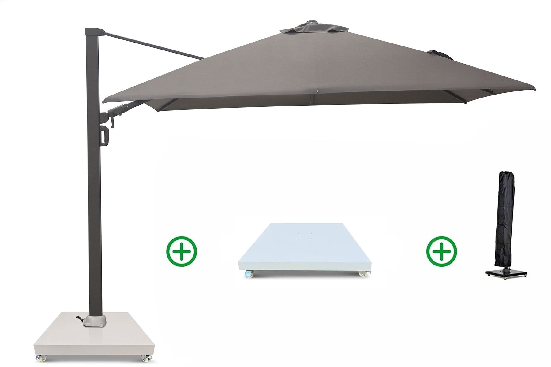 Camello Luna zweefparasol 3x3.5m S2 Excellent (incl. voet en hoes)