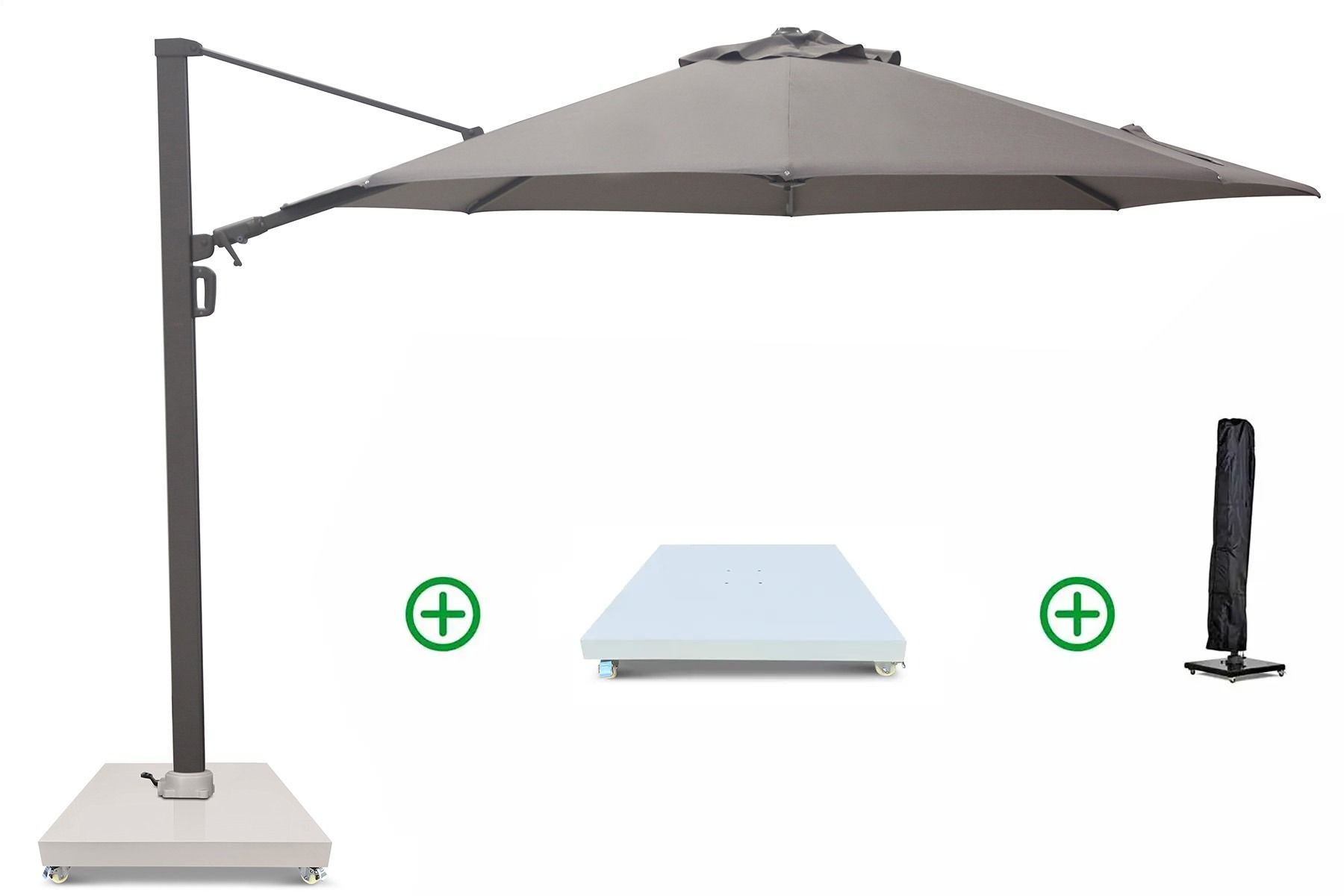 Camello Luna zweefparasol 3.5m S2 Excellent (incl. voet en hoes)
