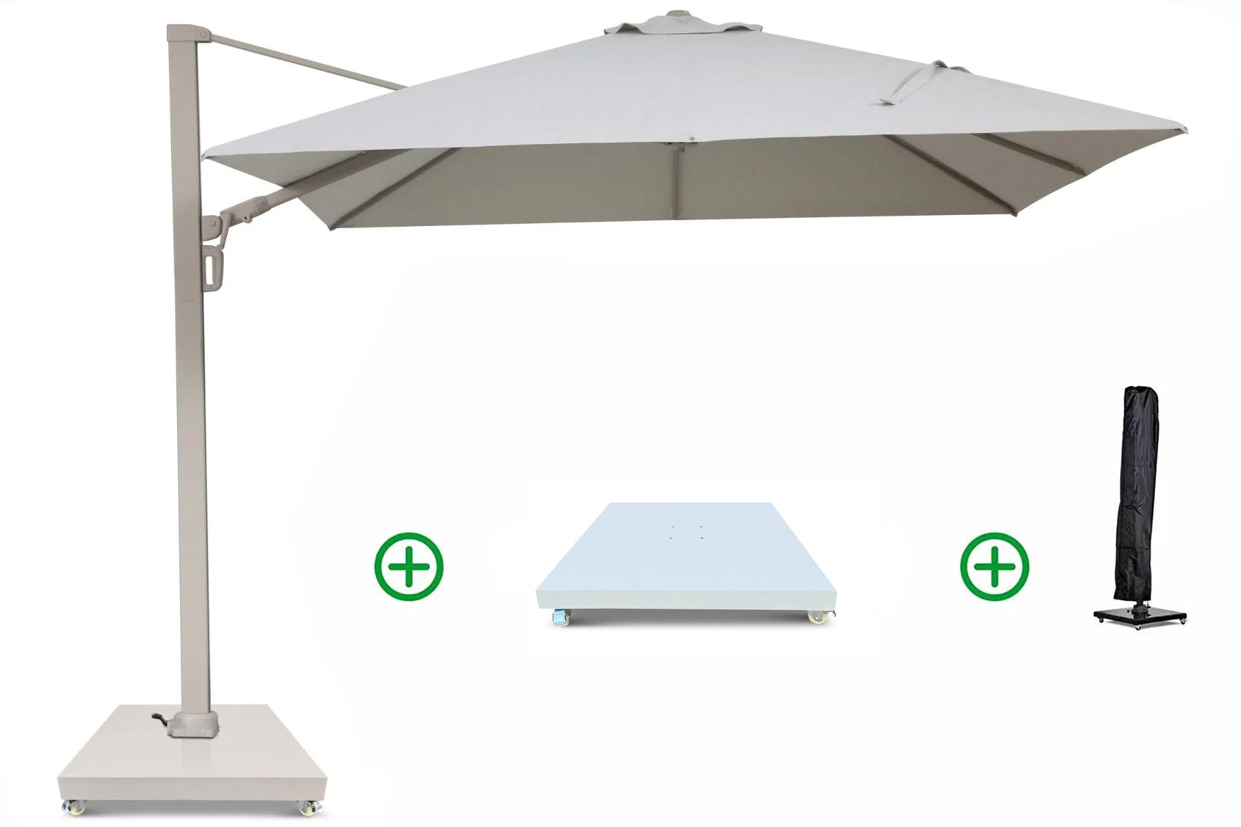 Camello Luna zweefparasol 3x3m S2 Excellent (incl. voet + hoes)