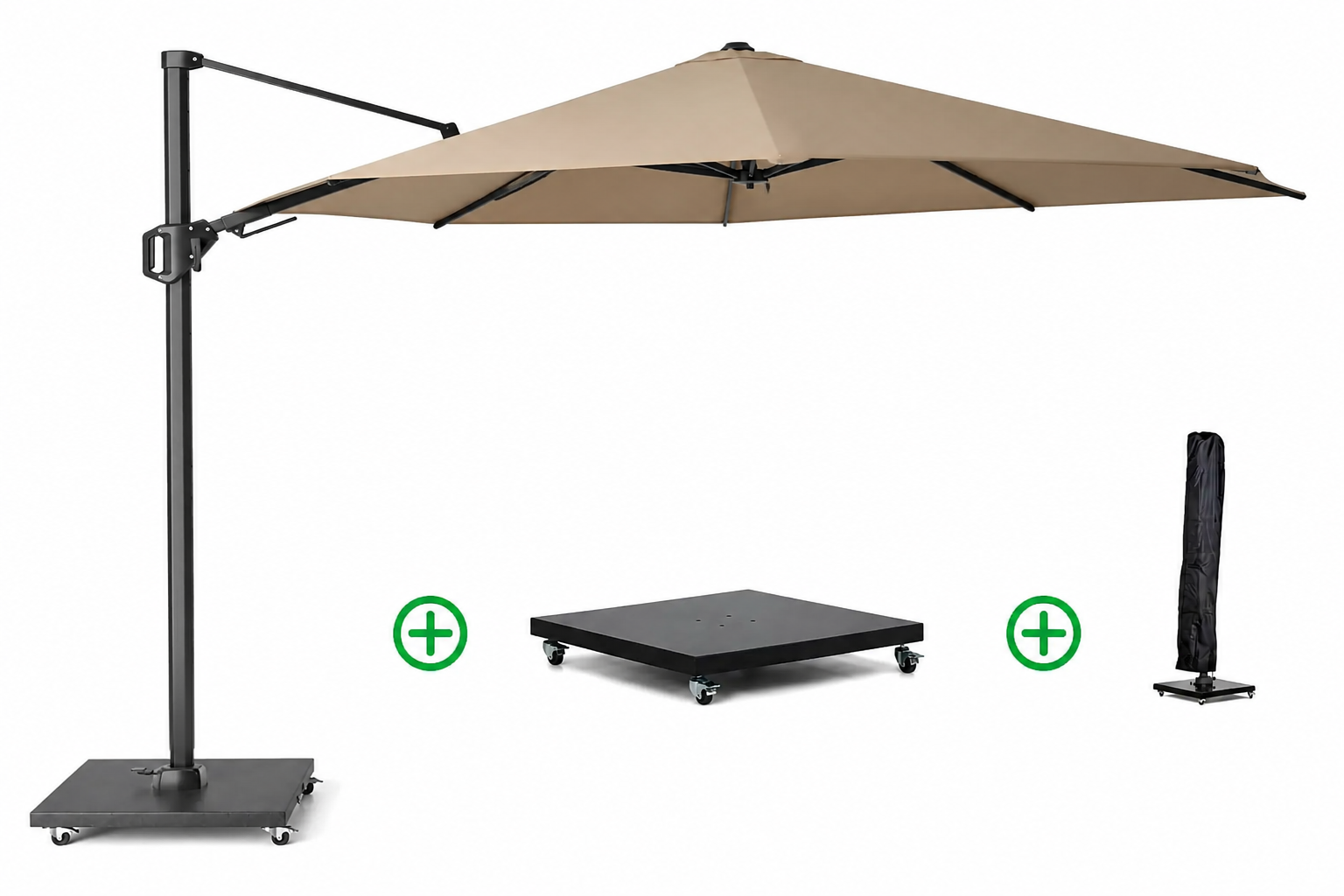 Platinum Challenger zweefparasol 3.5m T1 (incl. voet + hoes) Taupe