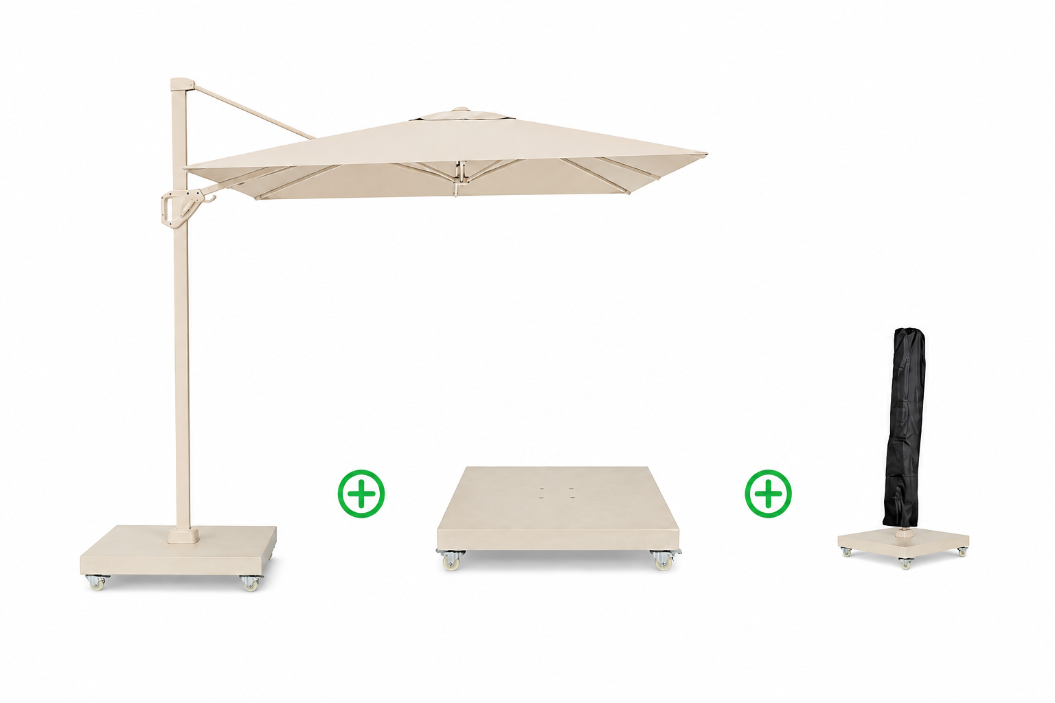 Platinum Voyager zweefparasol 300x200 cm T1 (incl. voet + hoes) Ivoor