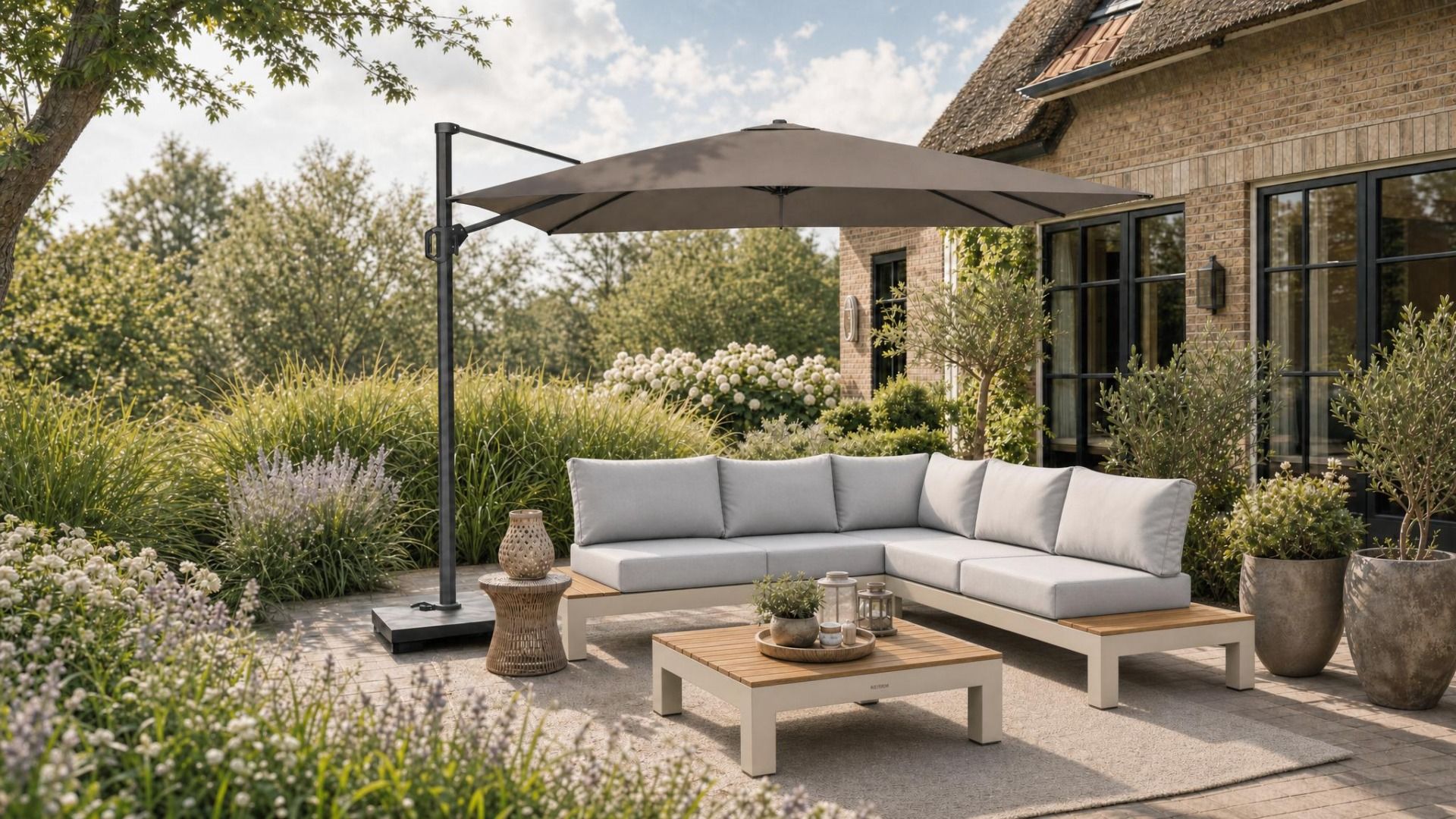 Platinum Challenger zweefparasol 3x3m T2 premium (incl. voet en hoes) havana