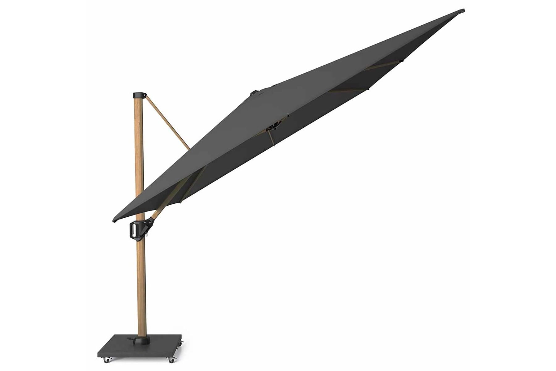 Platinum Challenger zweefparasol 3x3m T2 premium teaklook frame (incl. voet en hoes) faded black