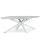 Moderne ovale tuintafel met wit aluminium frame – vooraanzicht thumbnail