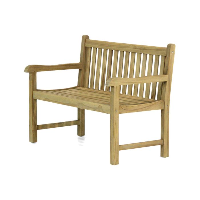 Garden Collections Preston tuinbank teak 120 cm incl. kussen orange