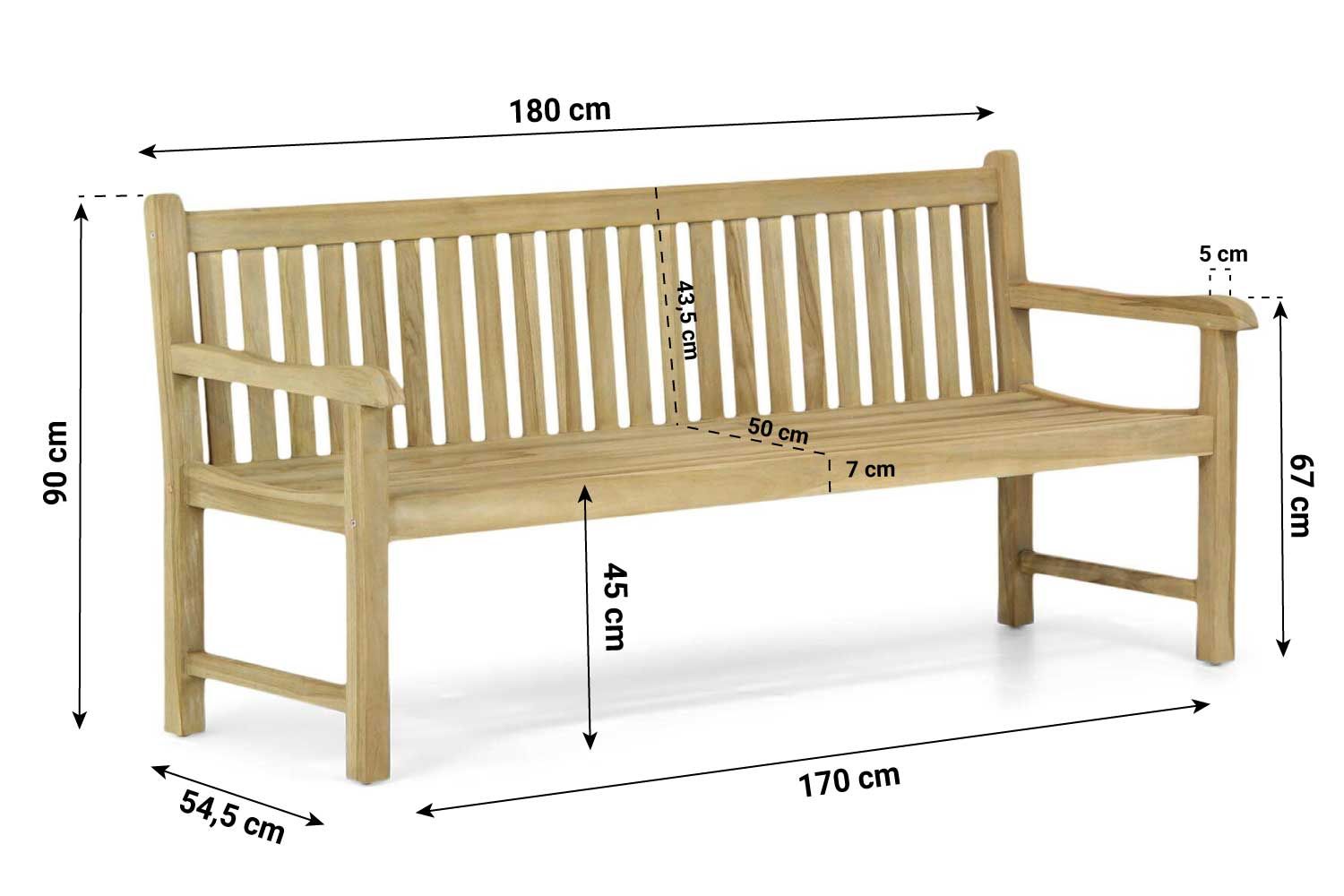 Garden Collections Preston tuinbank teak 180 cm incl. orange kussen