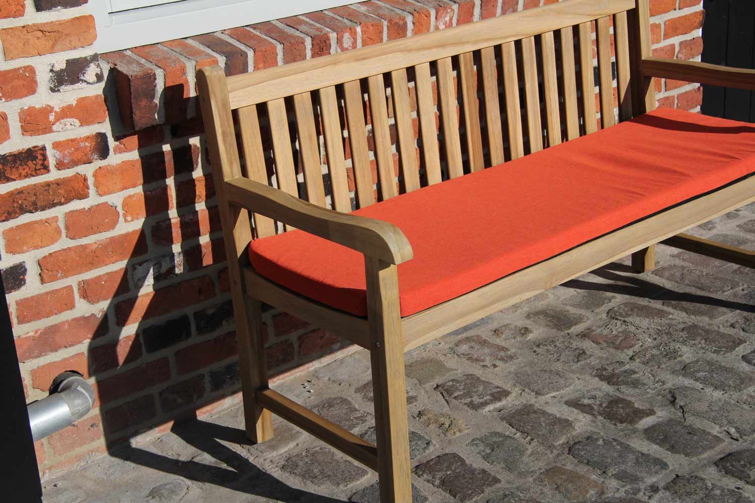 Garden Collections Preston tuinbank teak 180 cm incl. orange kussen