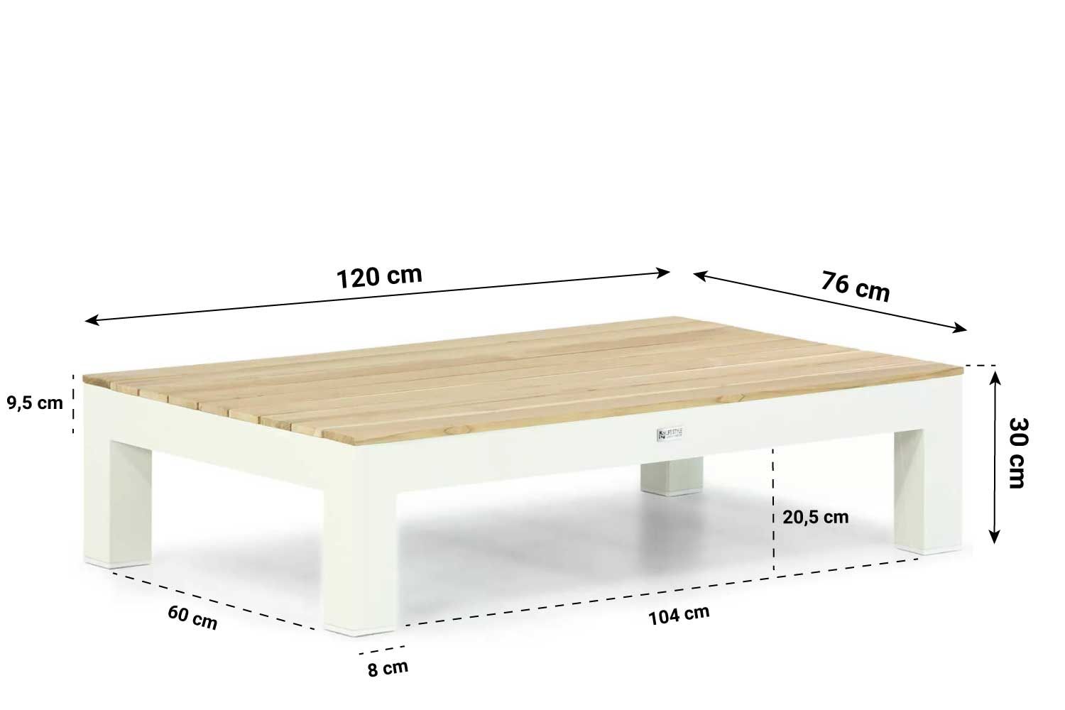 Lifestyle Ravalla loungetafel rechthoek white