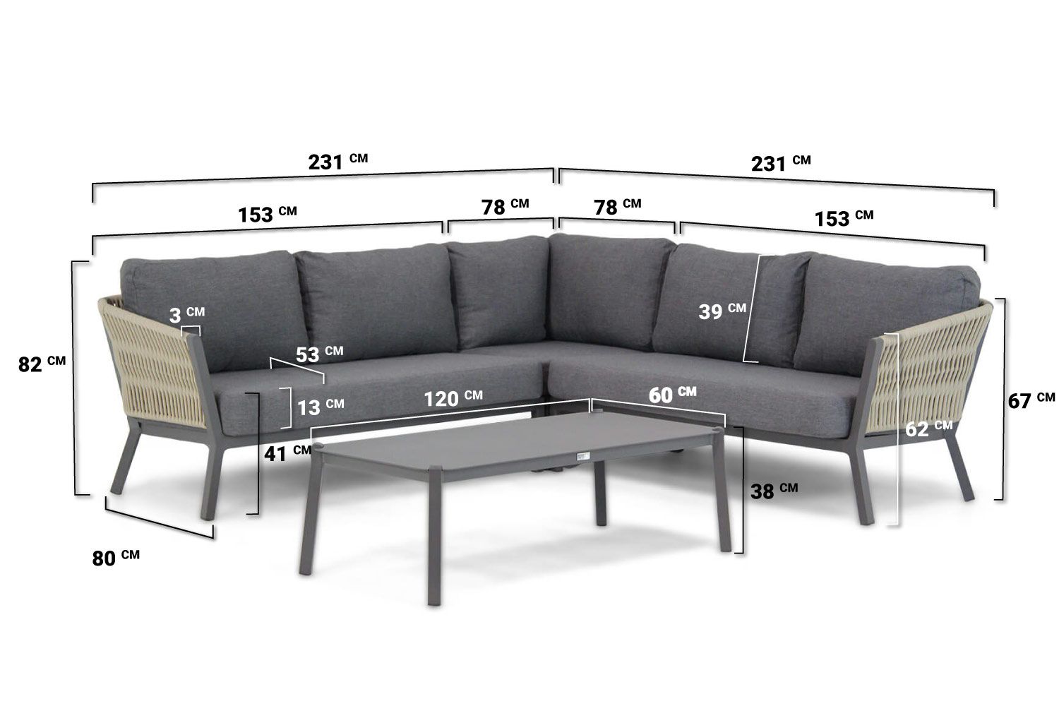 Lifestyle Rimini hoek loungeset 4-delig