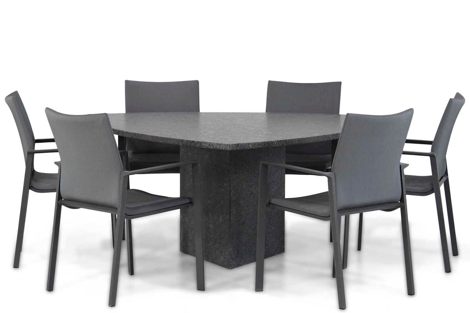 Lifestyle Rome/Graniet 170 cm triangel dining tuinset 7-delig thumbnail