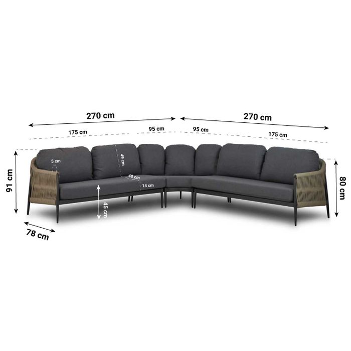 Coco Romeo/Ralph 90/60 cm hoek loungeset 5-delig Coco Romeo/Ralph 90/60 cm hoek loungeset 5-delig