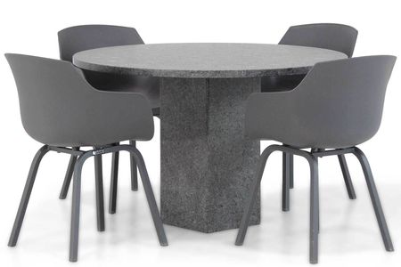 Lifestyle Salina/Graniet rond 120 cm dining tuinset 5-delig