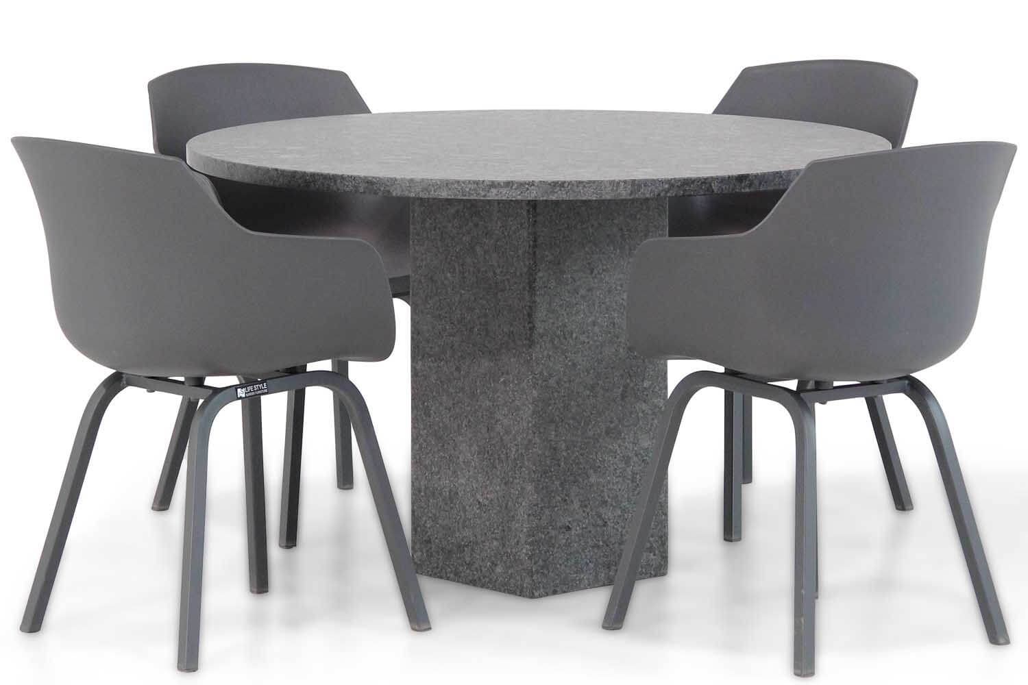 Lifestyle Salina/Graniet rond 120 cm dining tuinset 5-delig thumbnail